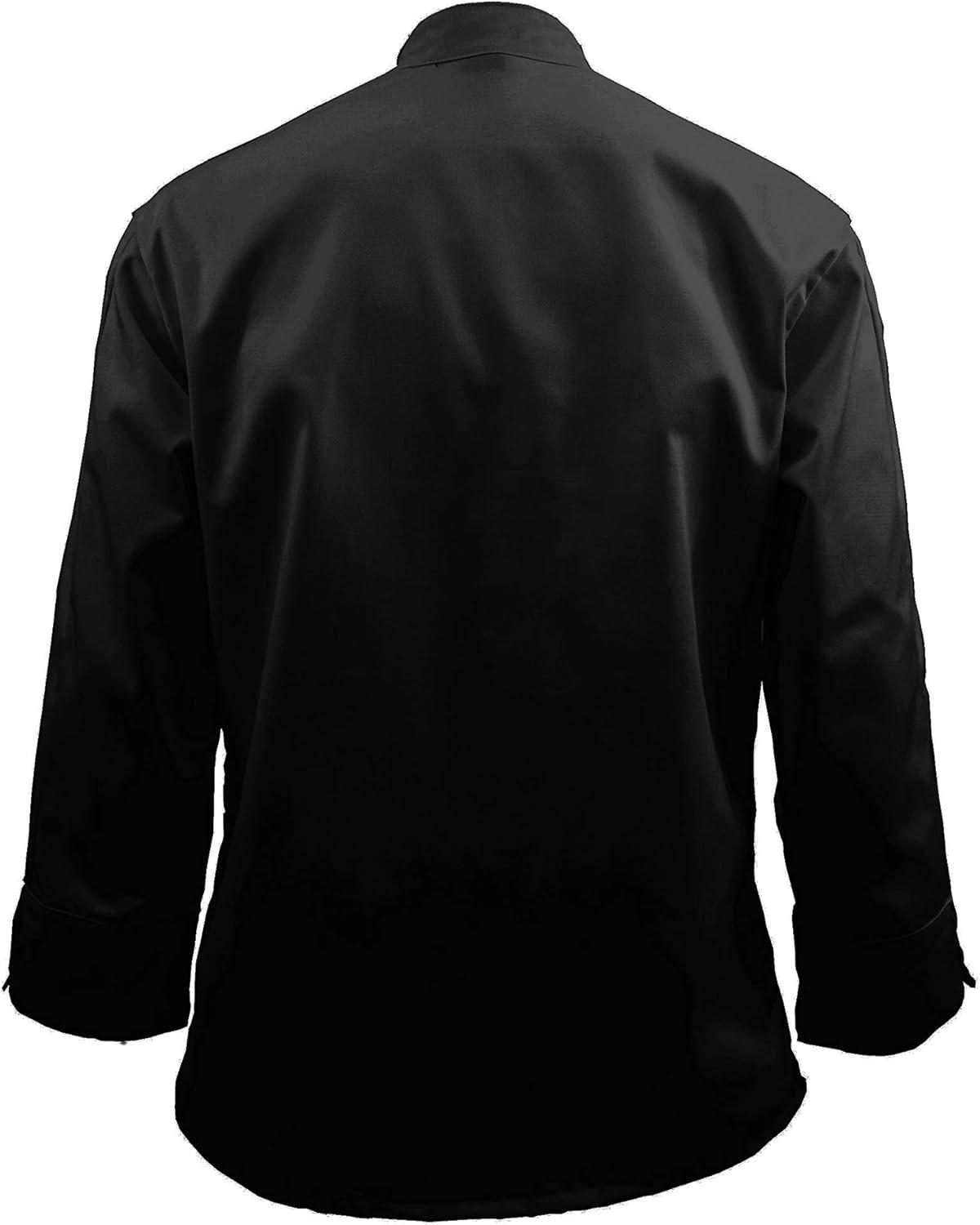 imageChef Apparel Knot Button Chef Coat with Thermometer Pocket Medium 6 Pack Black
