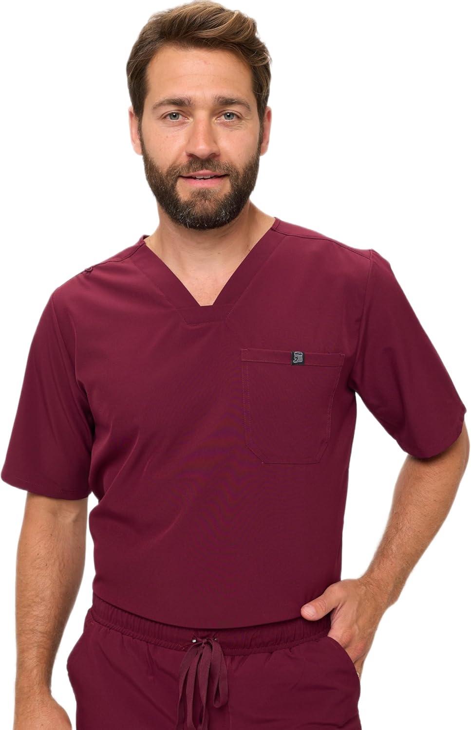 imageNatural Uniforms Mens Luxe Stretch Jogger Scrub SetBurgundy
