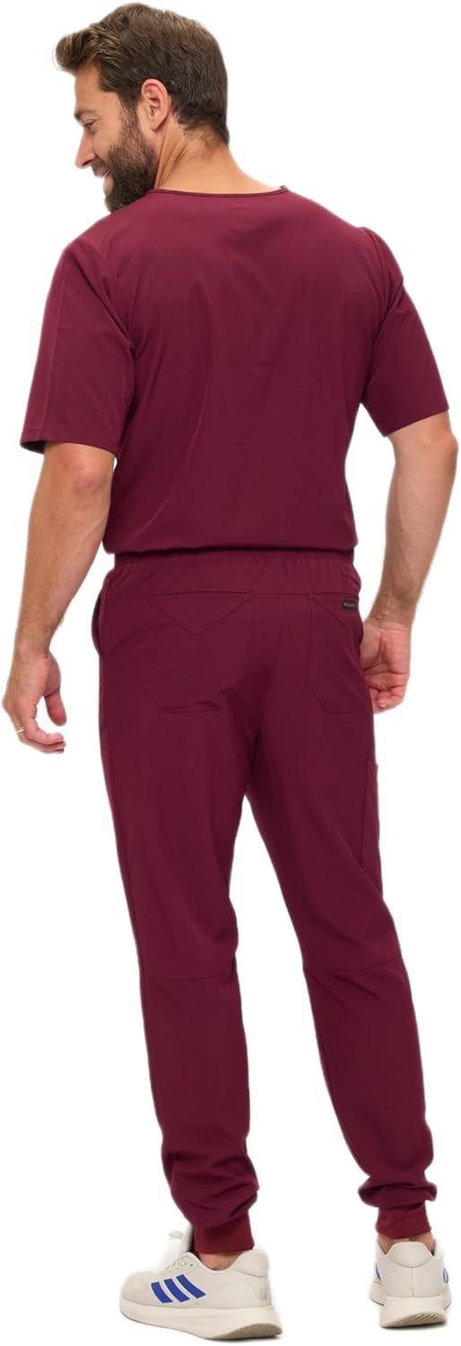 imageNatural Uniforms Mens Luxe Stretch Jogger Scrub SetBurgundy