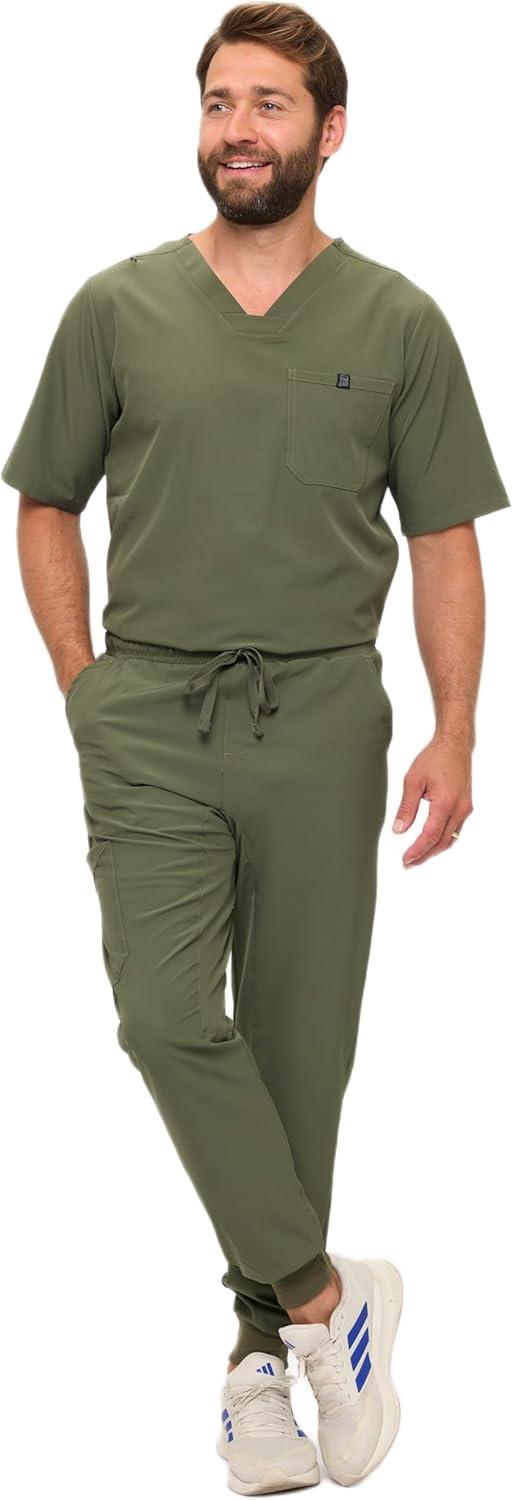 imageNatural Uniforms Mens Luxe Stretch Jogger Scrub SetOlive