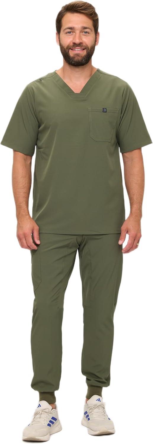 imageNatural Uniforms Mens Luxe Stretch Jogger Scrub SetOlive