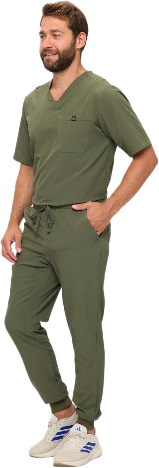 imageNatural Uniforms Mens Luxe Stretch Jogger Scrub SetOlive