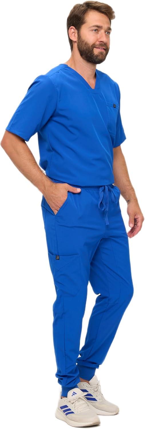 imageNatural Uniforms Mens Luxe Stretch Jogger Scrub SetTrue Royal Blue