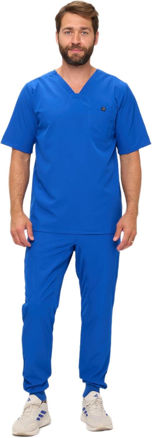 imageNatural Uniforms Mens Luxe Stretch Jogger Scrub SetTrue Royal Blue
