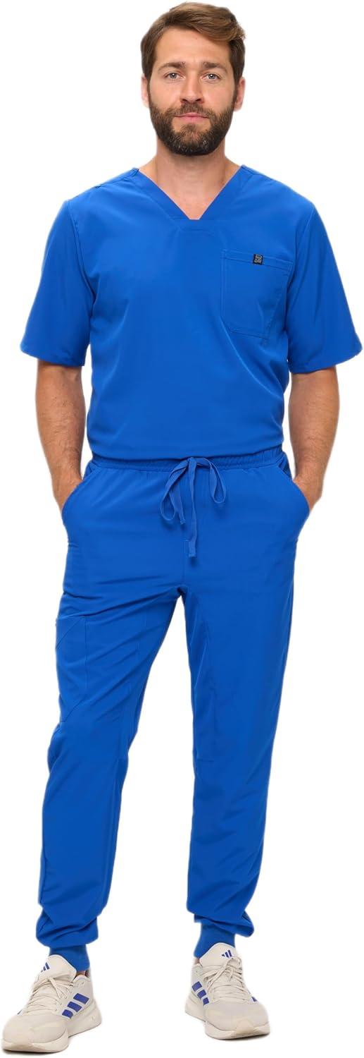 imageNatural Uniforms Mens Luxe Stretch Jogger Scrub SetTrue Royal Blue