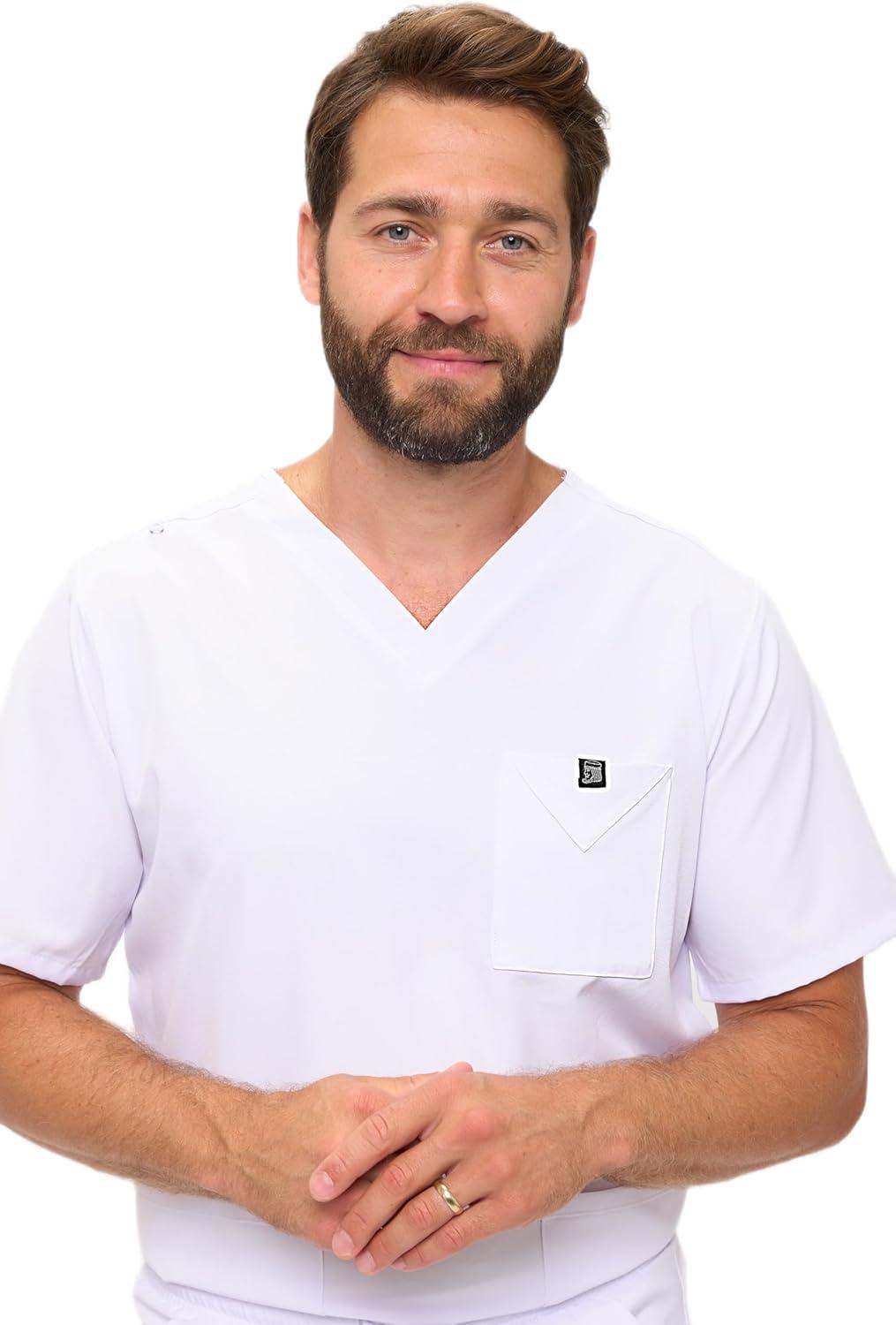 imageNatural Uniforms Mens Stretch MultiPocket Cargo Scrub SetWhite