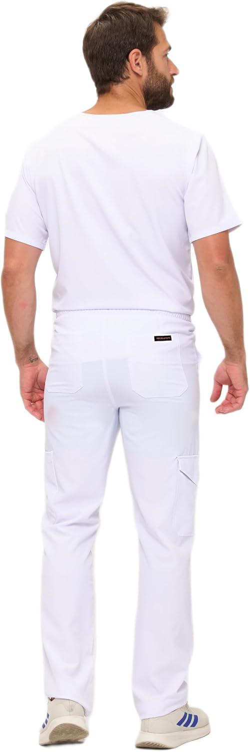 imageNatural Uniforms Mens Stretch MultiPocket Cargo Scrub SetWhite