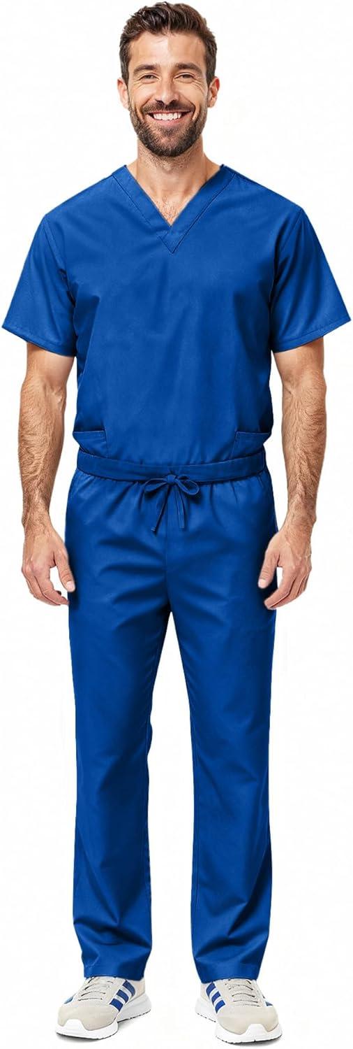 imageNatural Uniforms Unisex Scrub SetTop and Pant Set Standard Workwear Scrub SetDark Royal Blue
