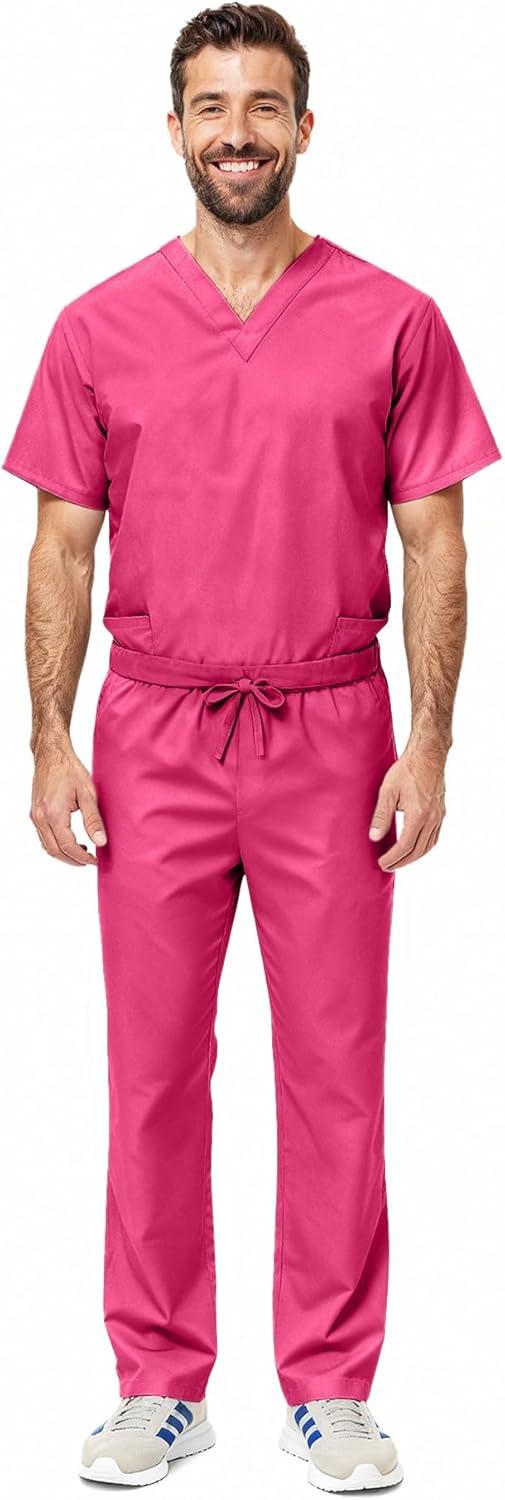 imageNatural Uniforms Unisex Scrub SetTop and Pant Set Standard Workwear Scrub SetHot Pink