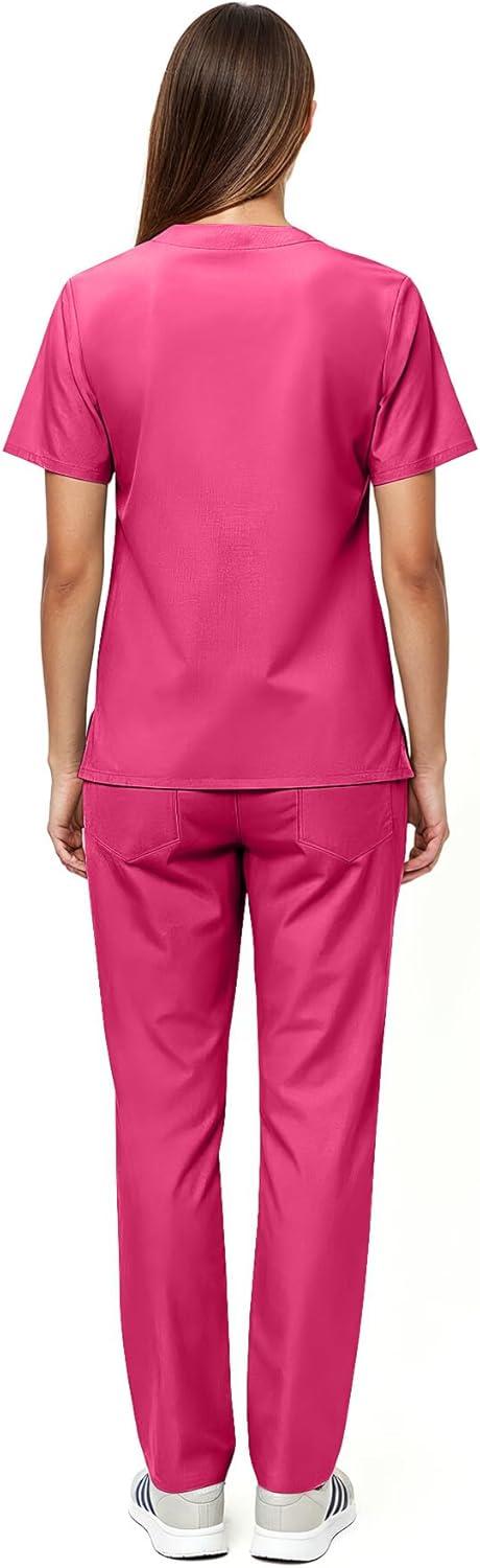 imageNatural Uniforms Unisex Scrub SetTop and Pant Set Standard Workwear Scrub SetHot Pink