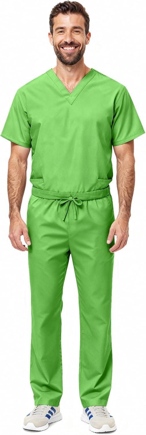 imageNatural Uniforms Unisex Scrub SetTop and Pant Set Standard Workwear Scrub SetLime Green