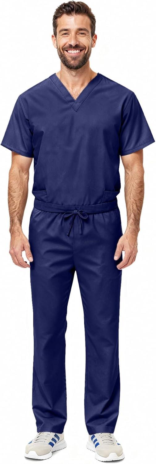 imageNatural Uniforms Unisex Scrub SetTop and Pant Set Standard Workwear Scrub SetNavy Blue