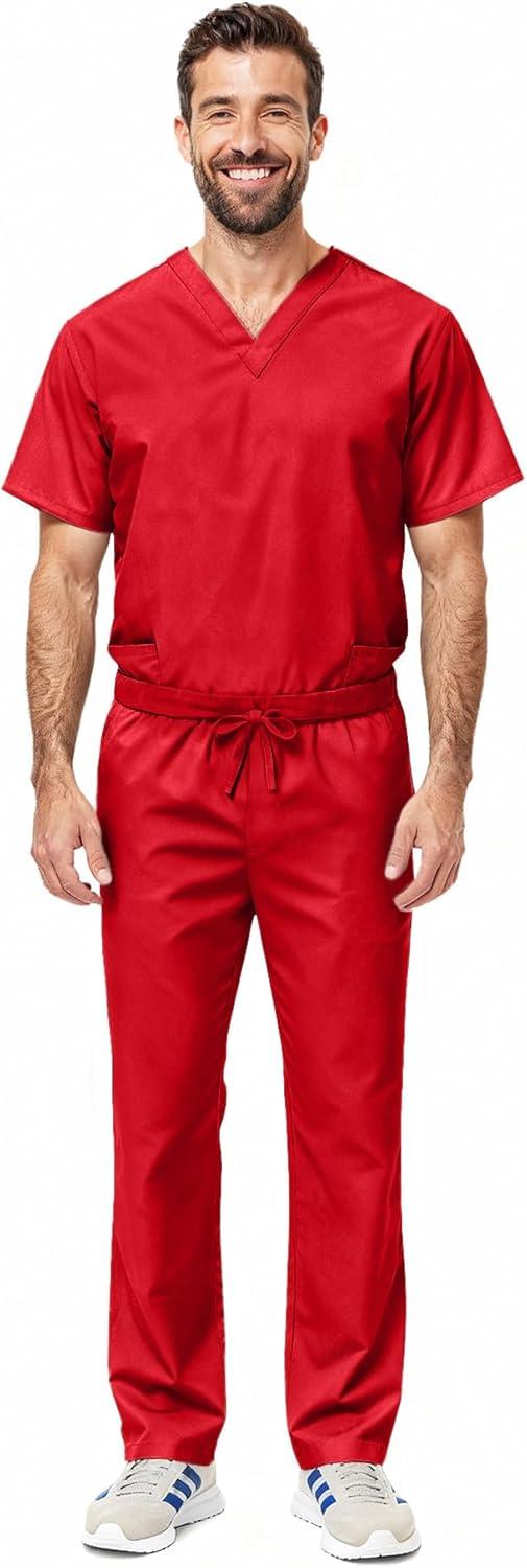 imageNatural Uniforms Unisex Scrub SetTop and Pant Set Standard Workwear Scrub SetRed