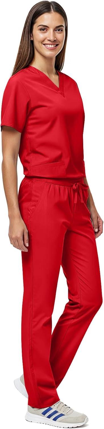 imageNatural Uniforms Unisex Scrub SetTop and Pant Set Standard Workwear Scrub SetRed