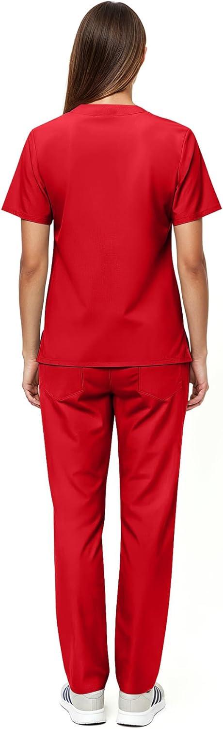 imageNatural Uniforms Unisex Scrub SetTop and Pant Set Standard Workwear Scrub SetRed