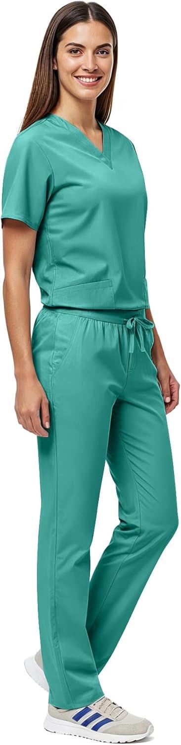 imageNatural Uniforms Unisex Scrub SetTop and Pant Set Standard Workwear Scrub SetSurgical Green