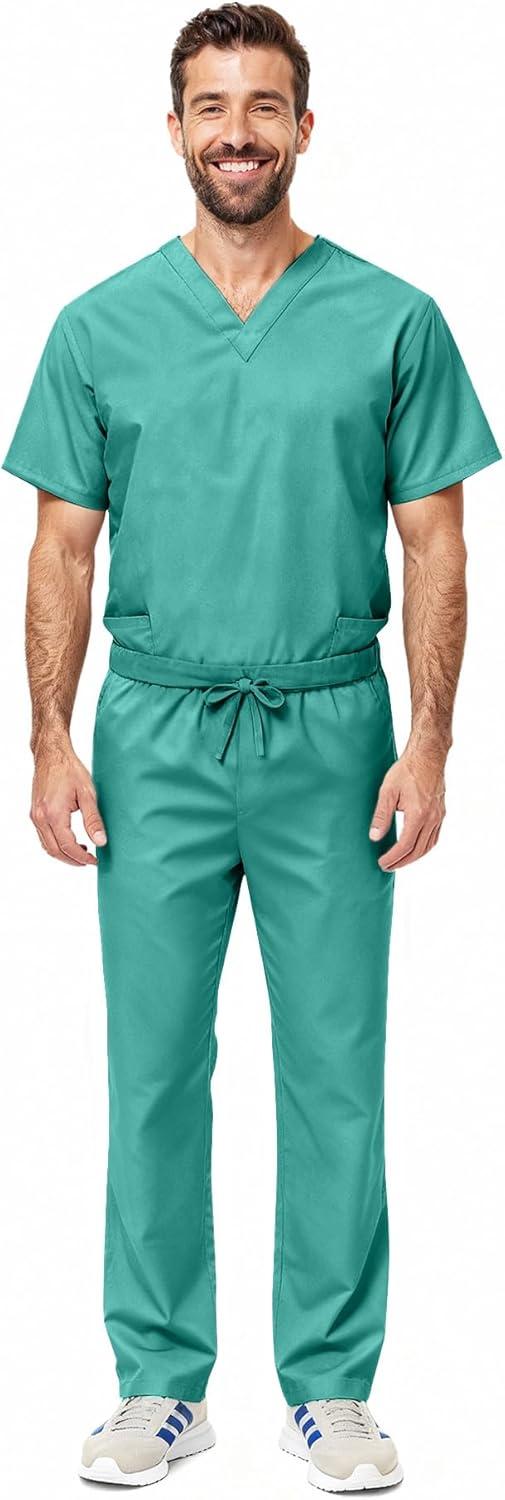 imageNatural Uniforms Unisex Scrub SetTop and Pant Set Standard Workwear Scrub SetSurgical Green