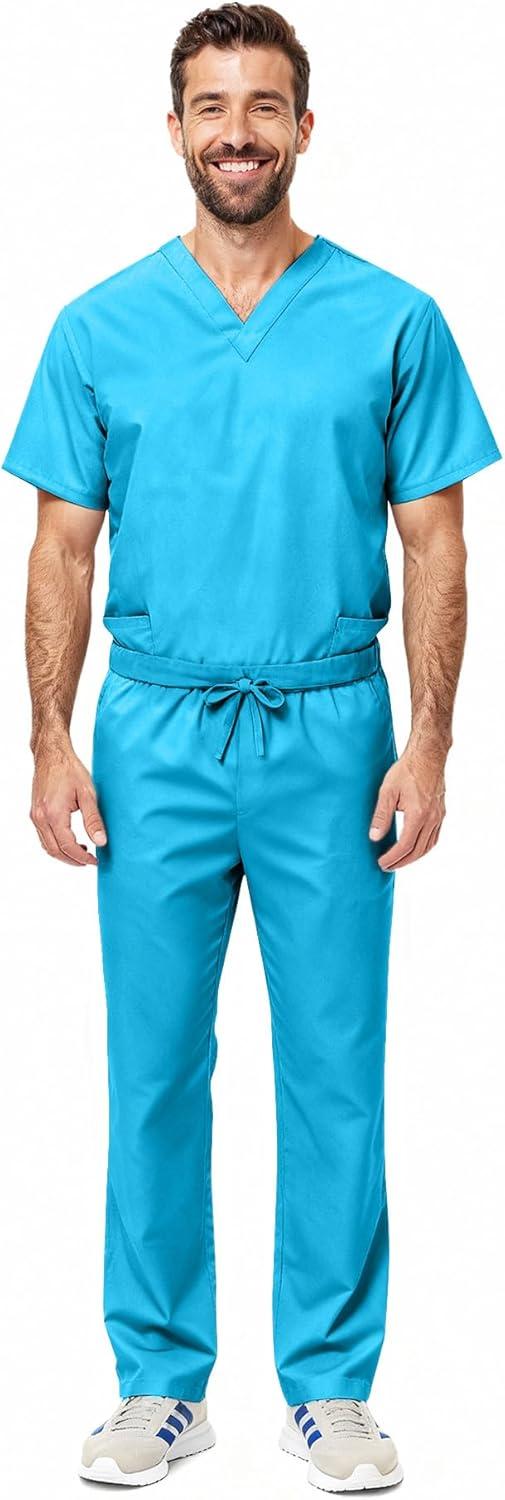 imageNatural Uniforms Unisex Scrub SetTop and Pant Set Standard Workwear Scrub SetWater Blue