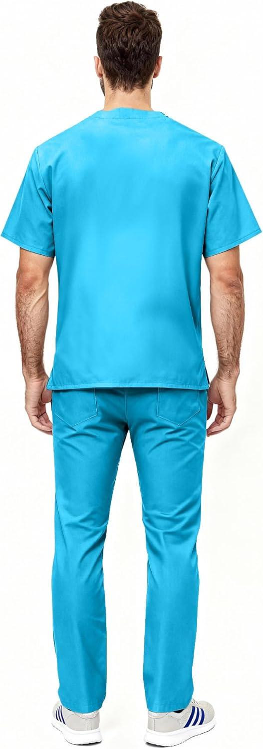 imageNatural Uniforms Unisex Scrub SetTop and Pant Set Standard Workwear Scrub SetWater Blue