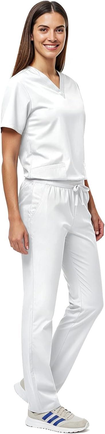 imageNatural Uniforms Unisex Scrub SetTop and Pant Set Standard Workwear Scrub SetWhite