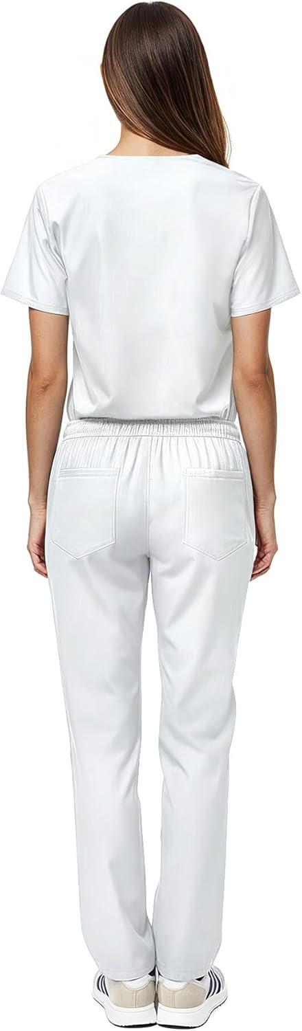 imageNatural Uniforms Unisex Scrub SetTop and Pant Set Standard Workwear Scrub SetWhite