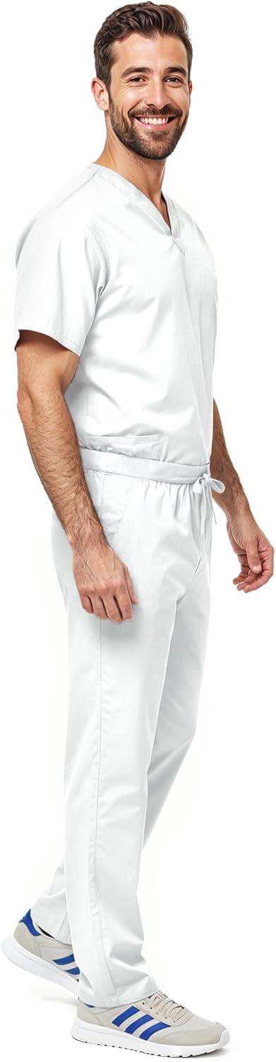 imageNatural Uniforms Unisex Scrub SetTop and Pant Set Standard Workwear Scrub SetWhite