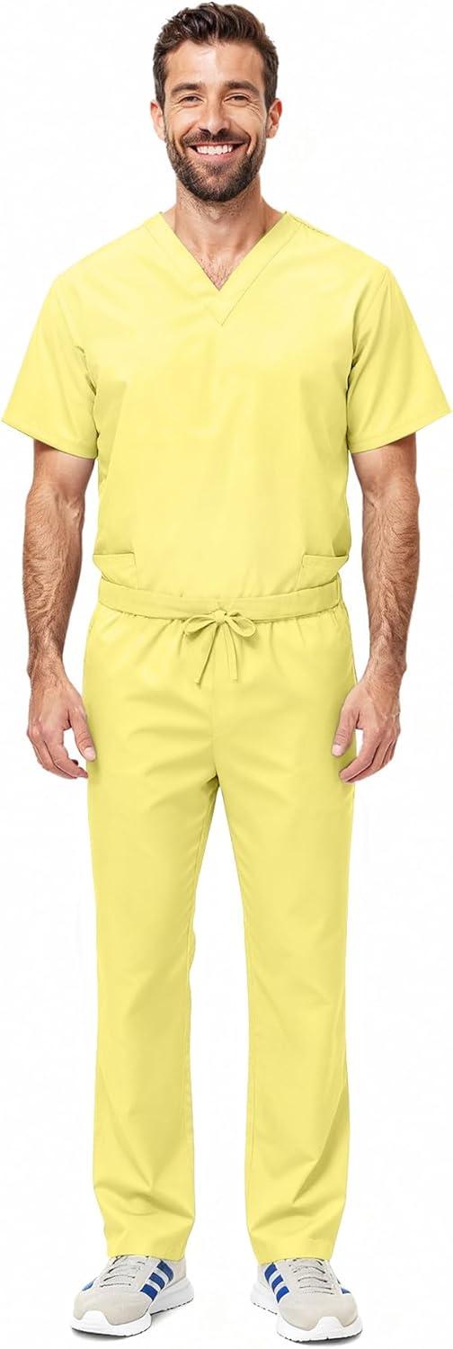 imageNatural Uniforms Unisex Scrub SetTop and Pant Set Standard Workwear Scrub SetYellow