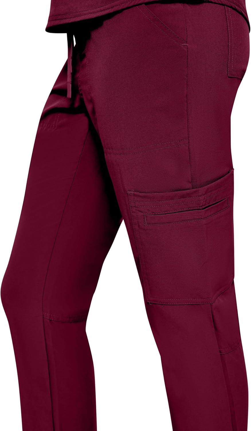 imageNatural Uniforms Womens 11 Pocket Cool Stretch Cargo Scrub Set with Regular and Petite SizesBurgundy
