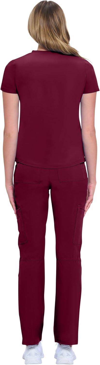 imageNatural Uniforms Womens 11 Pocket Cool Stretch Cargo Scrub Set with Regular and Petite SizesBurgundy