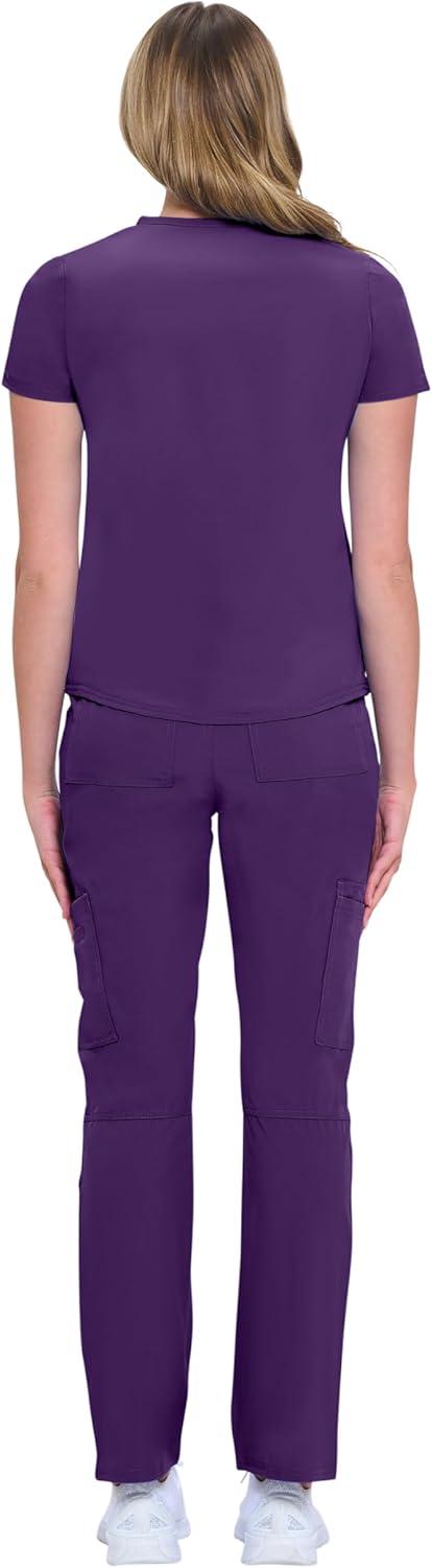 imageNatural Uniforms Womens 11 Pocket Cool Stretch Cargo Scrub Set with Regular and Petite SizesEggplant