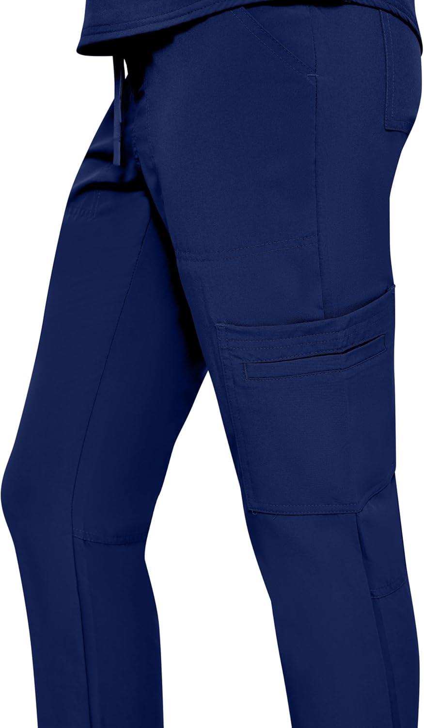 imageNatural Uniforms Womens 11 Pocket Cool Stretch Cargo Scrub Set with Regular and Petite SizesTrue Navy Blue