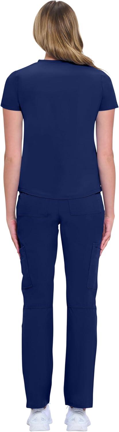 imageNatural Uniforms Womens 11 Pocket Cool Stretch Cargo Scrub Set with Regular and Petite SizesTrue Navy Blue