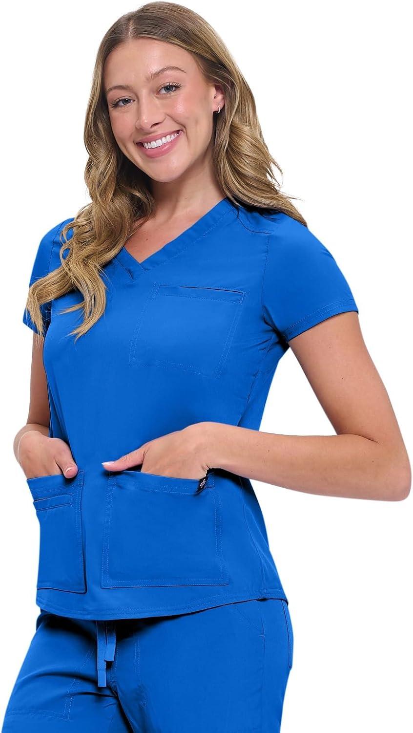 imageNatural Uniforms Womens 11 Pocket Cool Stretch Cargo Scrub Set with Regular and Petite SizesTrue Royal Blue