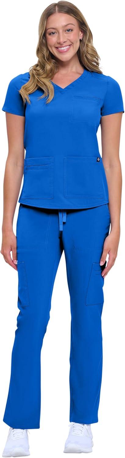 imageNatural Uniforms Womens 11 Pocket Cool Stretch Cargo Scrub Set with Regular and Petite SizesTrue Royal Blue