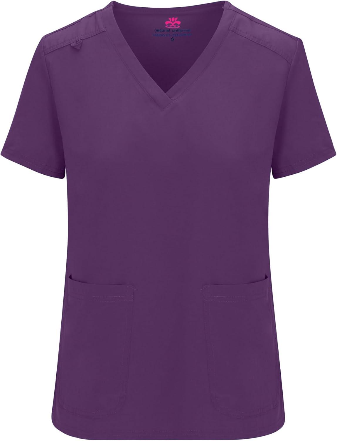 imageNatural Uniforms Womens Essential Cool Stretch Jogger Scrub Set with Regular and Petite SizesEggplant