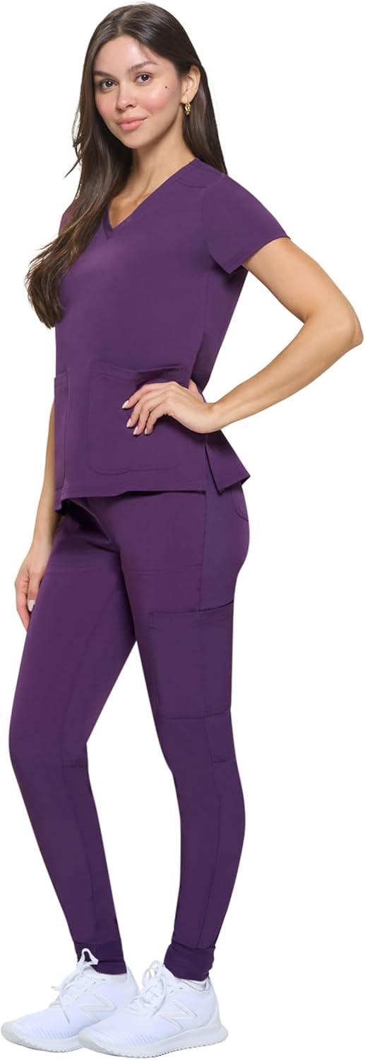 imageNatural Uniforms Womens Essential Cool Stretch Jogger Scrub Set with Regular and Petite SizesEggplant