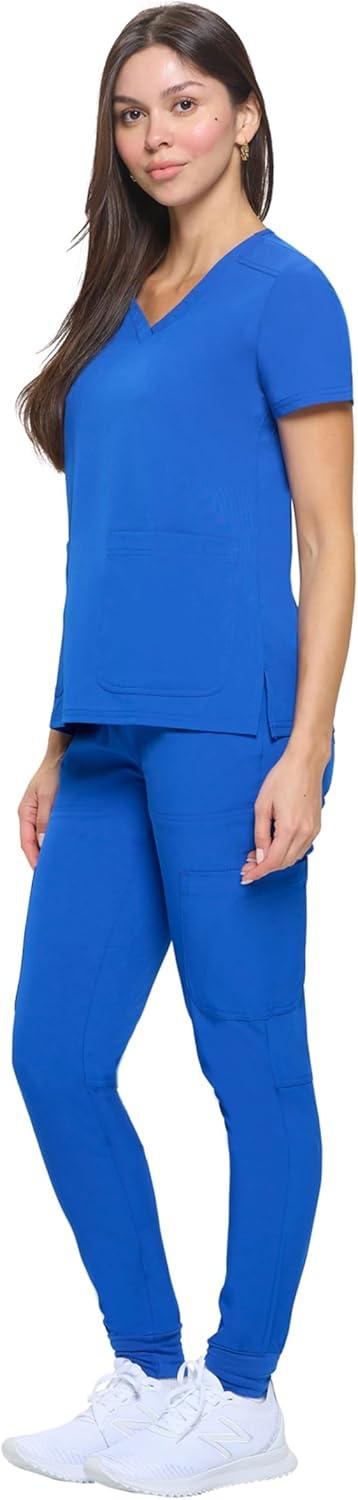 imageNatural Uniforms Womens Essential Cool Stretch Jogger Scrub Set with Regular and Petite SizesTrue Royal Blue