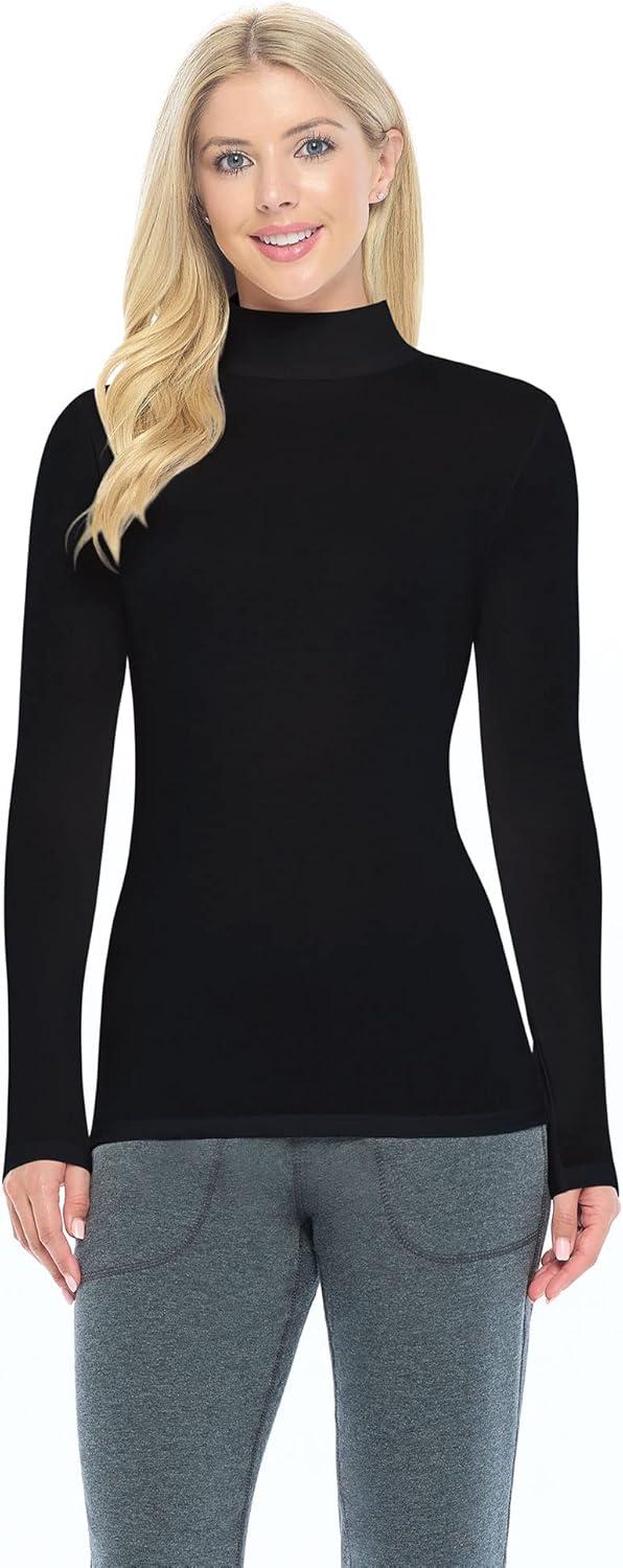 imageNatural Uniforms Womens Long Sleeve Mock TurtleNeck TShirt Under Scrub2pkblack