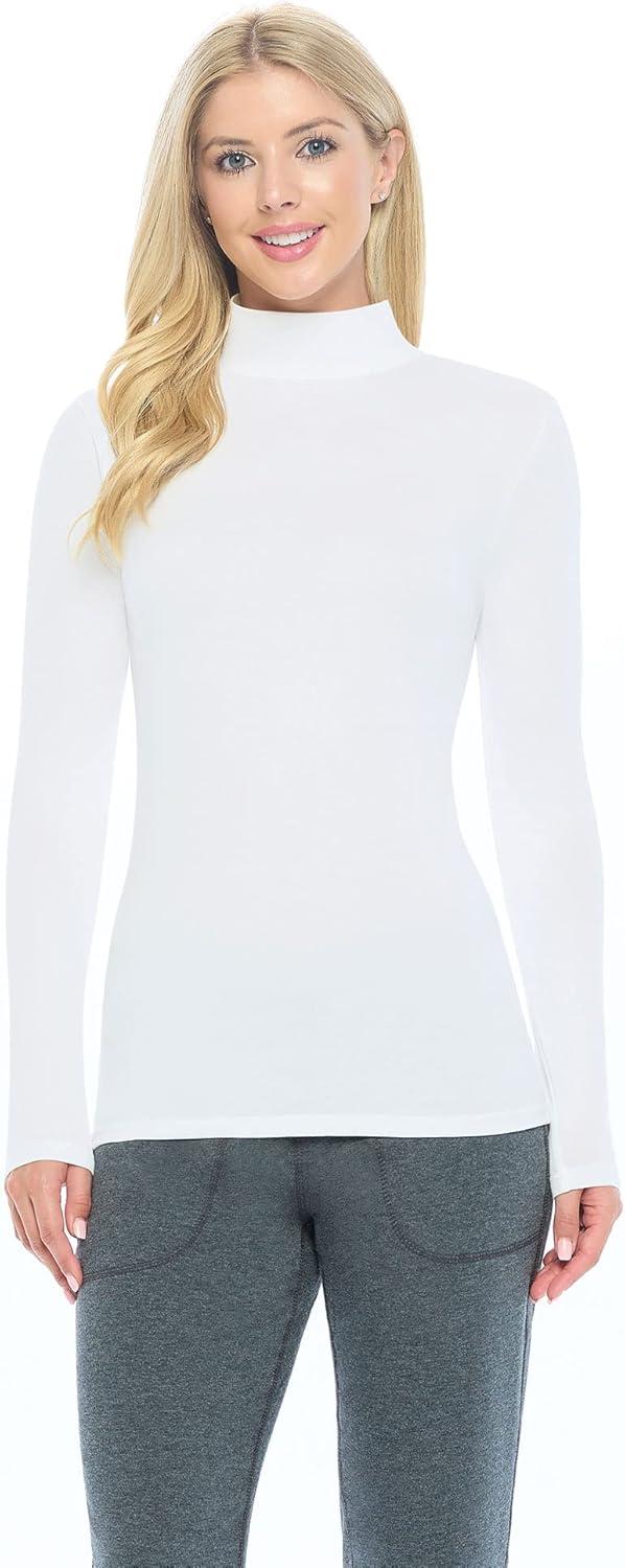 imageNatural Uniforms Womens Long Sleeve Mock TurtleNeck TShirt Under Scrub2pkwhite
