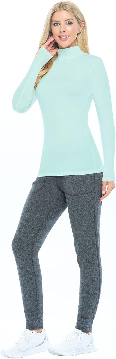 imageNatural Uniforms Womens Long Sleeve Mock TurtleNeck TShirt Under ScrubAqua