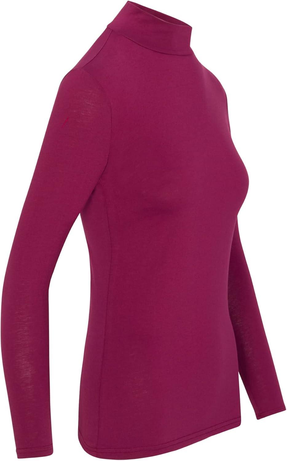 imageNatural Uniforms Womens Long Sleeve Mock TurtleNeck TShirt Under ScrubBurgundy