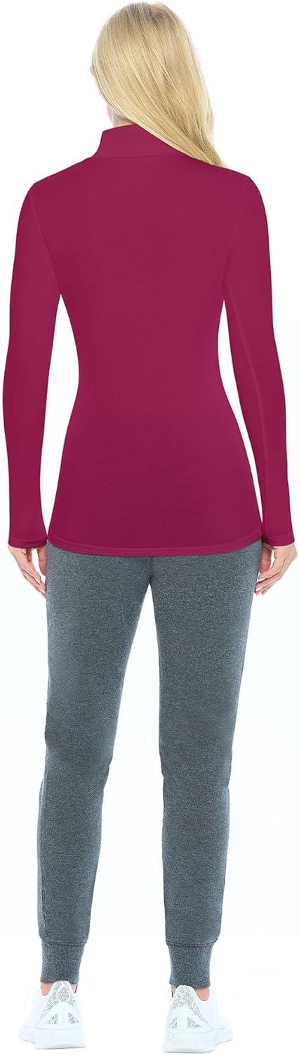 imageNatural Uniforms Womens Long Sleeve Mock TurtleNeck TShirt Under ScrubBurgundy