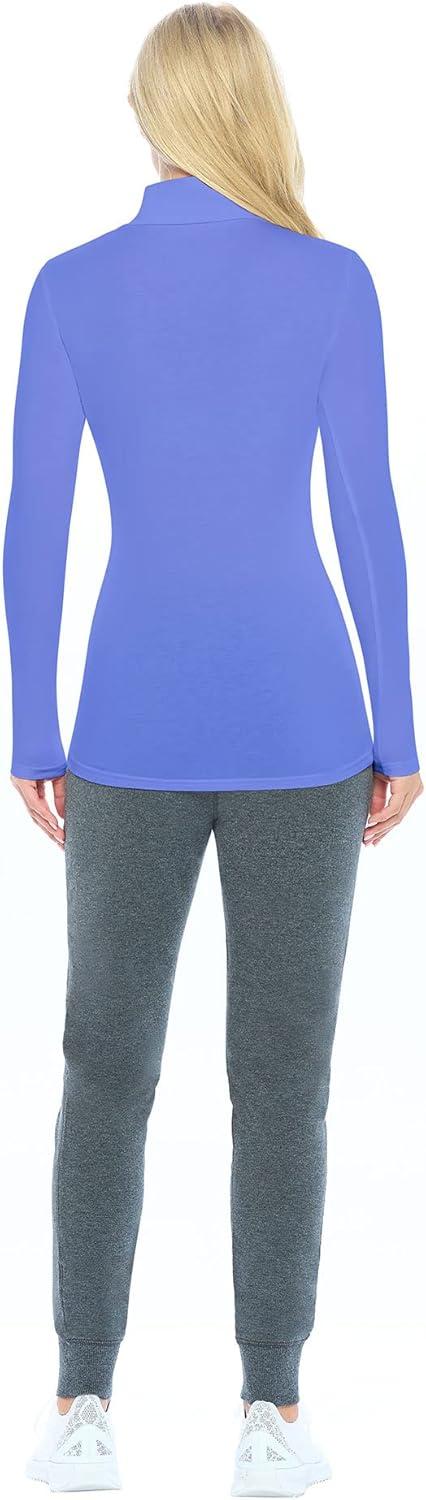 imageNatural Uniforms Womens Long Sleeve Mock TurtleNeck TShirt Under ScrubCeil Blue