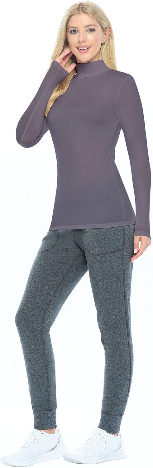 imageNatural Uniforms Womens Long Sleeve Mock TurtleNeck TShirt Under ScrubCharcoal