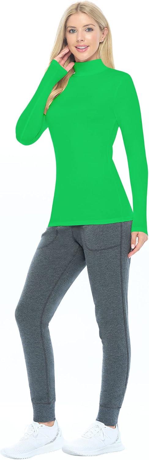 imageNatural Uniforms Womens Long Sleeve Mock TurtleNeck TShirt Under ScrubGreen