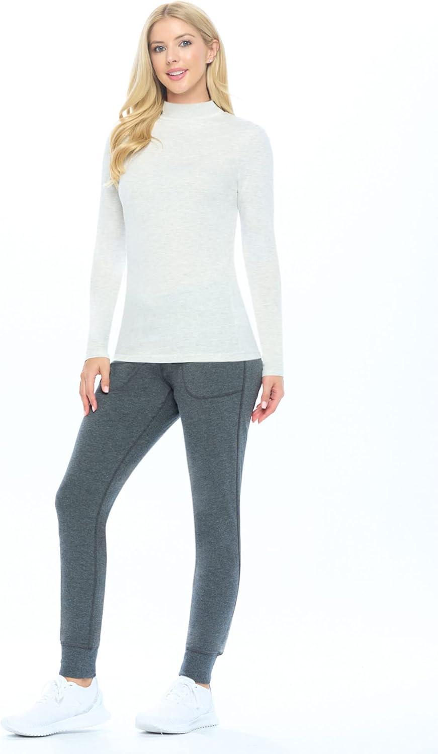 imageNatural Uniforms Womens Long Sleeve Mock TurtleNeck TShirt Under ScrubHeather Grey