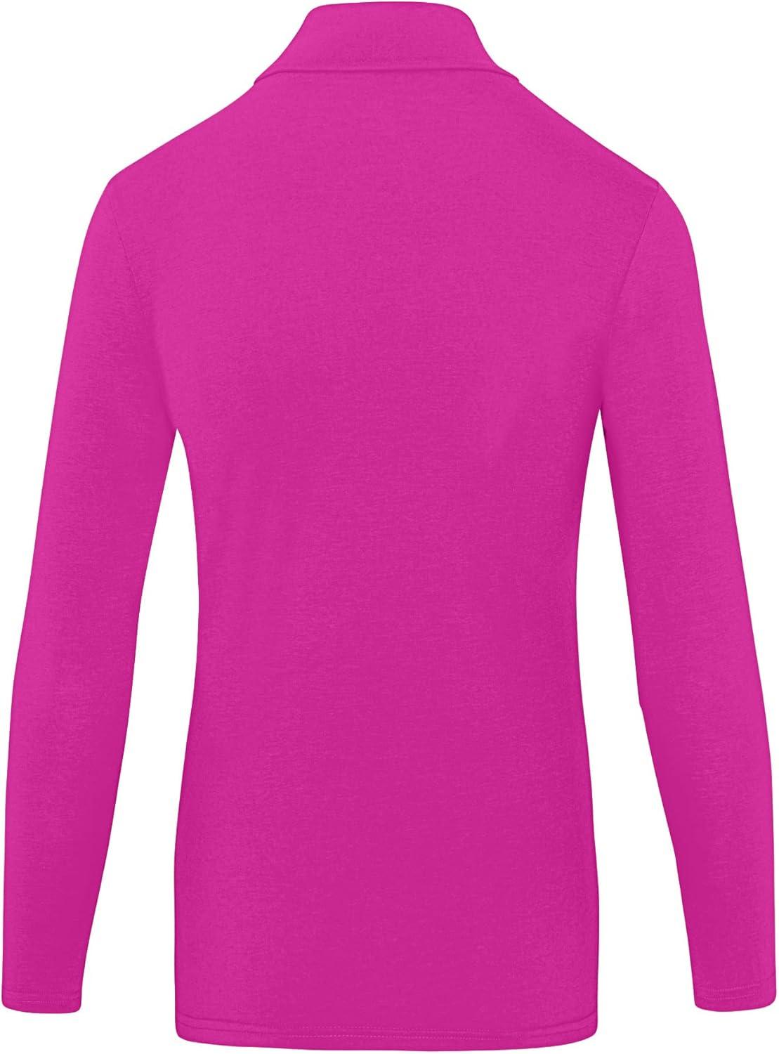 imageNatural Uniforms Womens Long Sleeve Mock TurtleNeck TShirt Under ScrubHot Pink