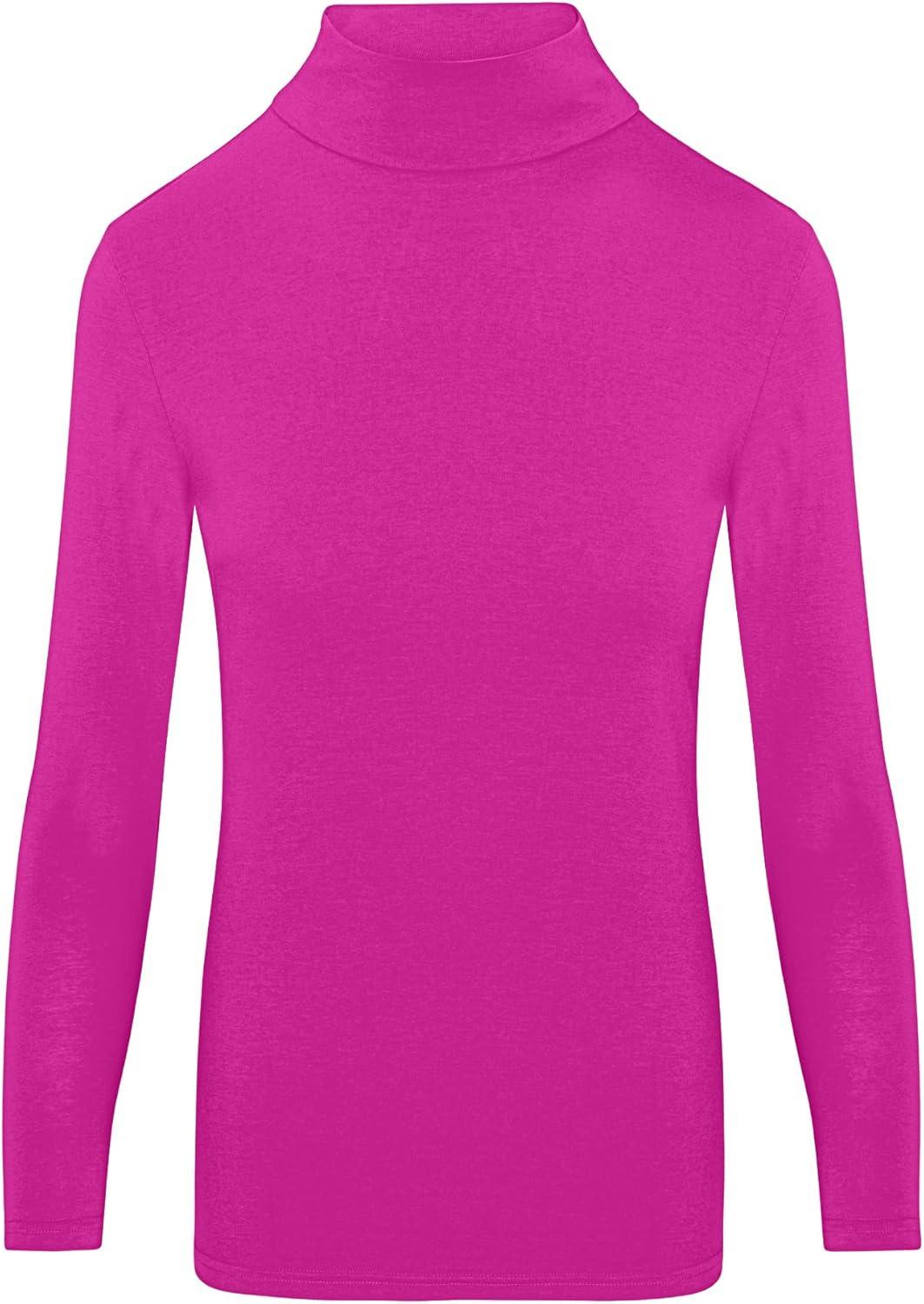 imageNatural Uniforms Womens Long Sleeve Mock TurtleNeck TShirt Under ScrubHot Pink