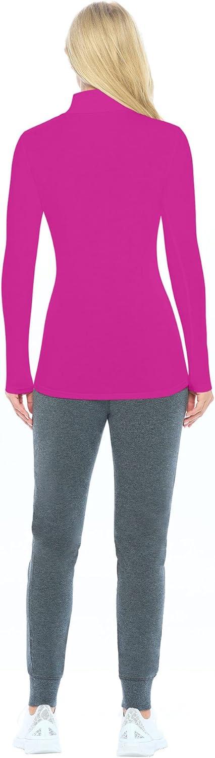 imageNatural Uniforms Womens Long Sleeve Mock TurtleNeck TShirt Under ScrubHot Pink