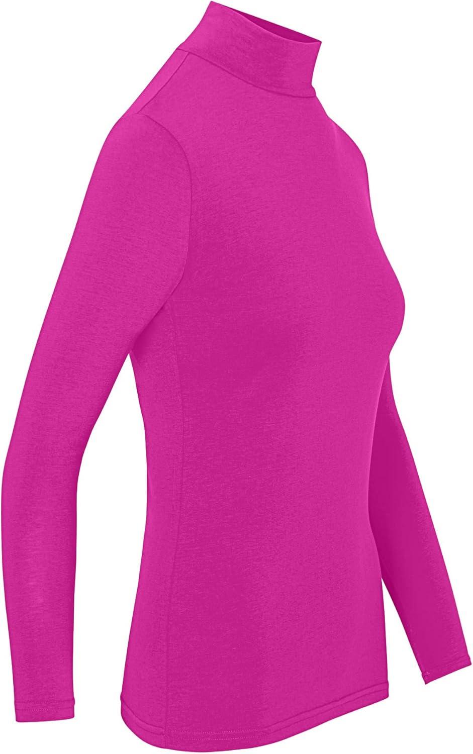 imageNatural Uniforms Womens Long Sleeve Mock TurtleNeck TShirt Under ScrubHot Pink
